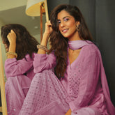 Dusty Rose Ring Work Chikankari Kurta - Shop Label Aishwaryrika